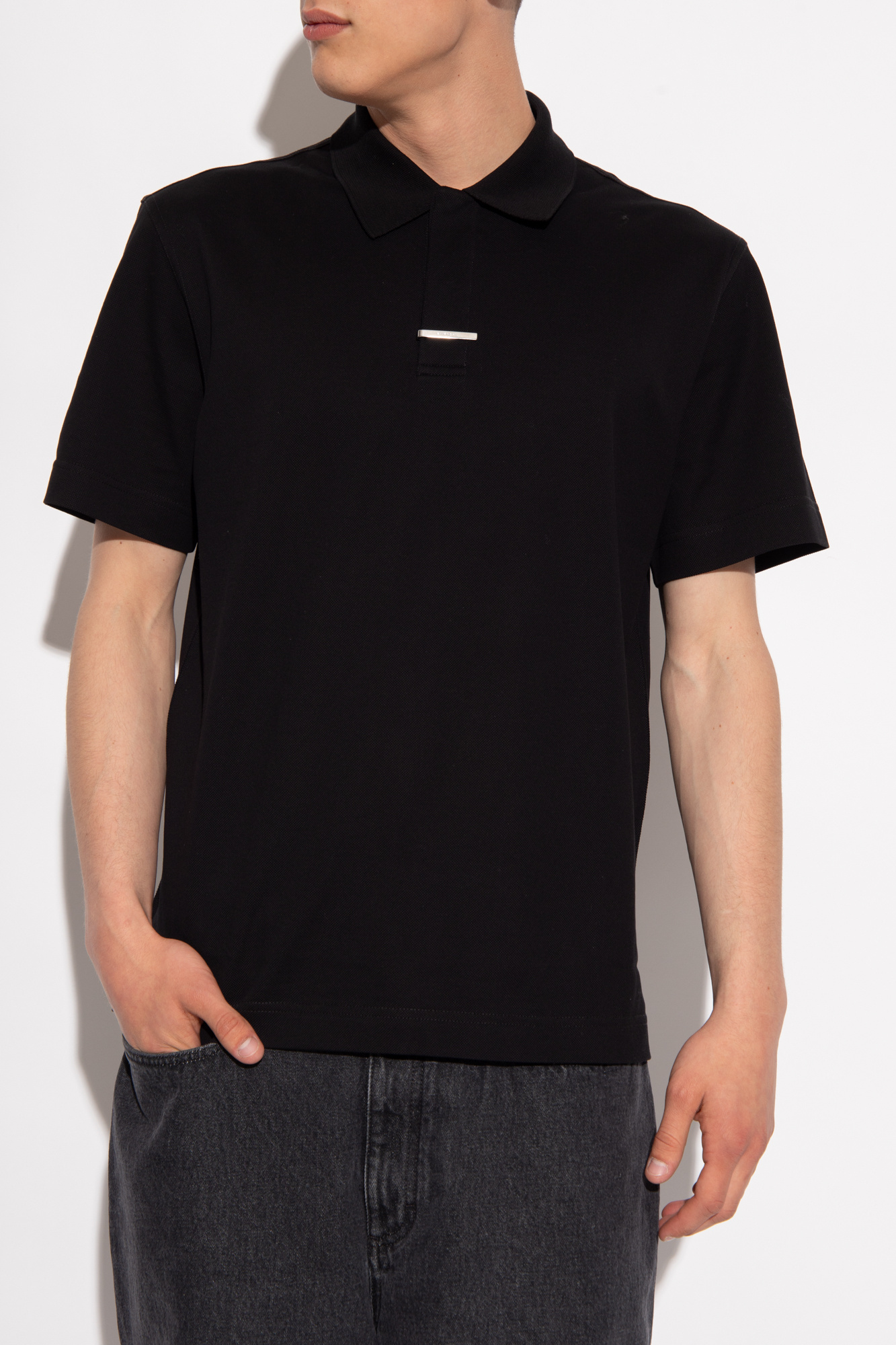 Tシャツ・カットソー GIVENCHY Men Polo Shirts BM71533Y6B 001 BLACK Czarny Polo z logo Givenchy - Vitkac Polska